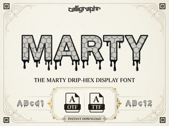Marty: A Drip-Hex Display Font for Editorial Impact